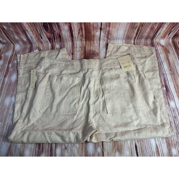 NEW Roxie B 100% Linen Size X Large Tan Crop Capri High Rise Casual Pants 37x22 - Picture 4 of 12